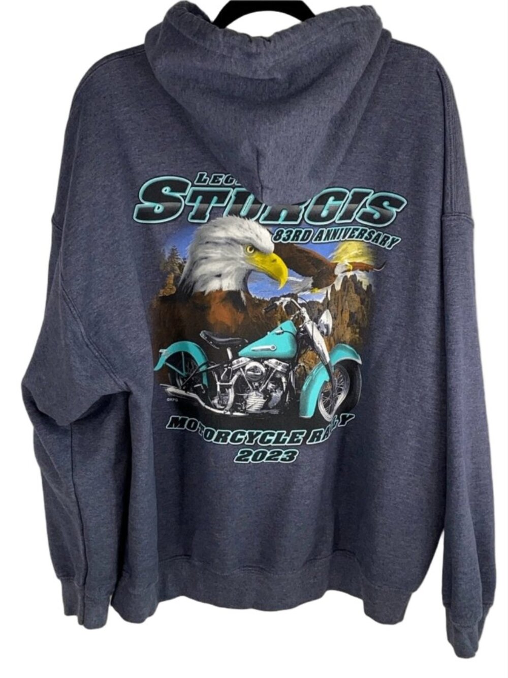 Sturgis Motorcycle Rally 2023 Hoodie 2XL 83rd Anniversary Eagle Blue Biker